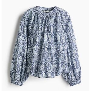 H&M Paisley Print Banded collar peasant blouse, sz XXL